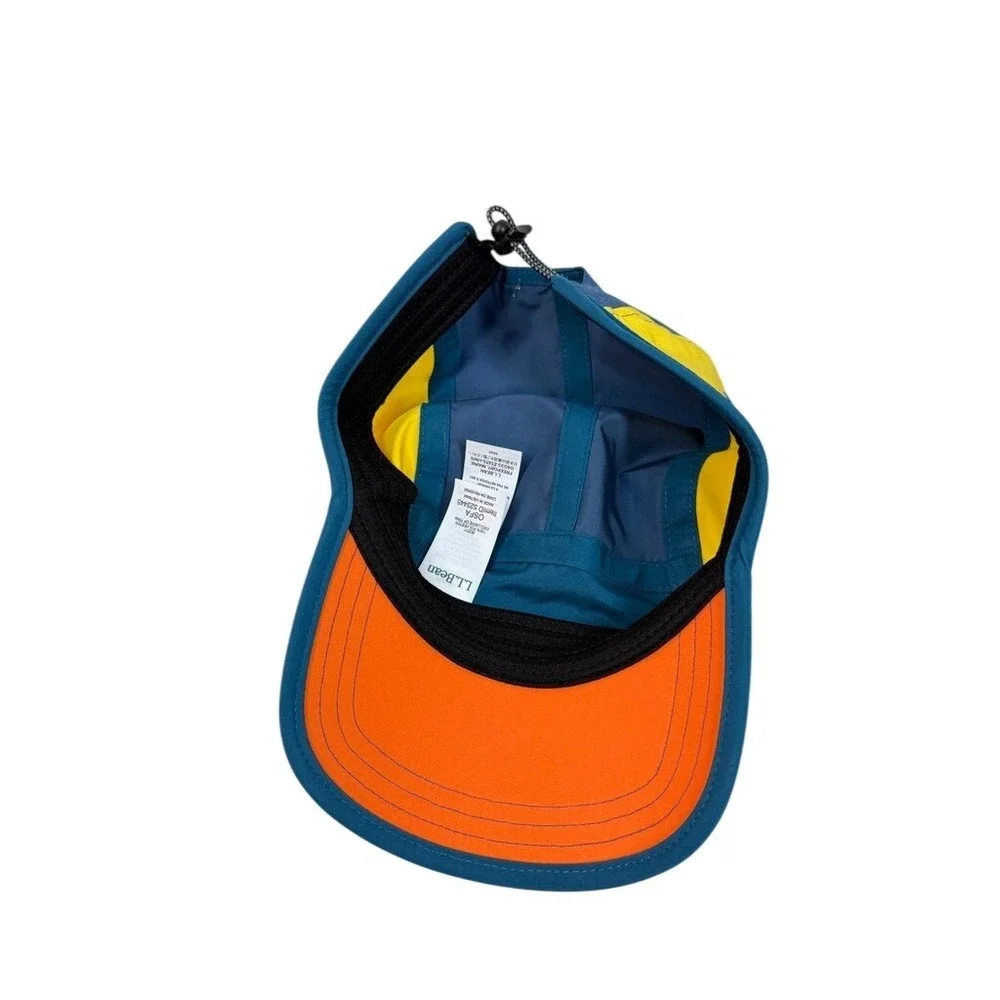 LL Bean Kids Mountain Classic Five-Panel‎ Hat OSFA Blue Yellow Orange Hiking Cap